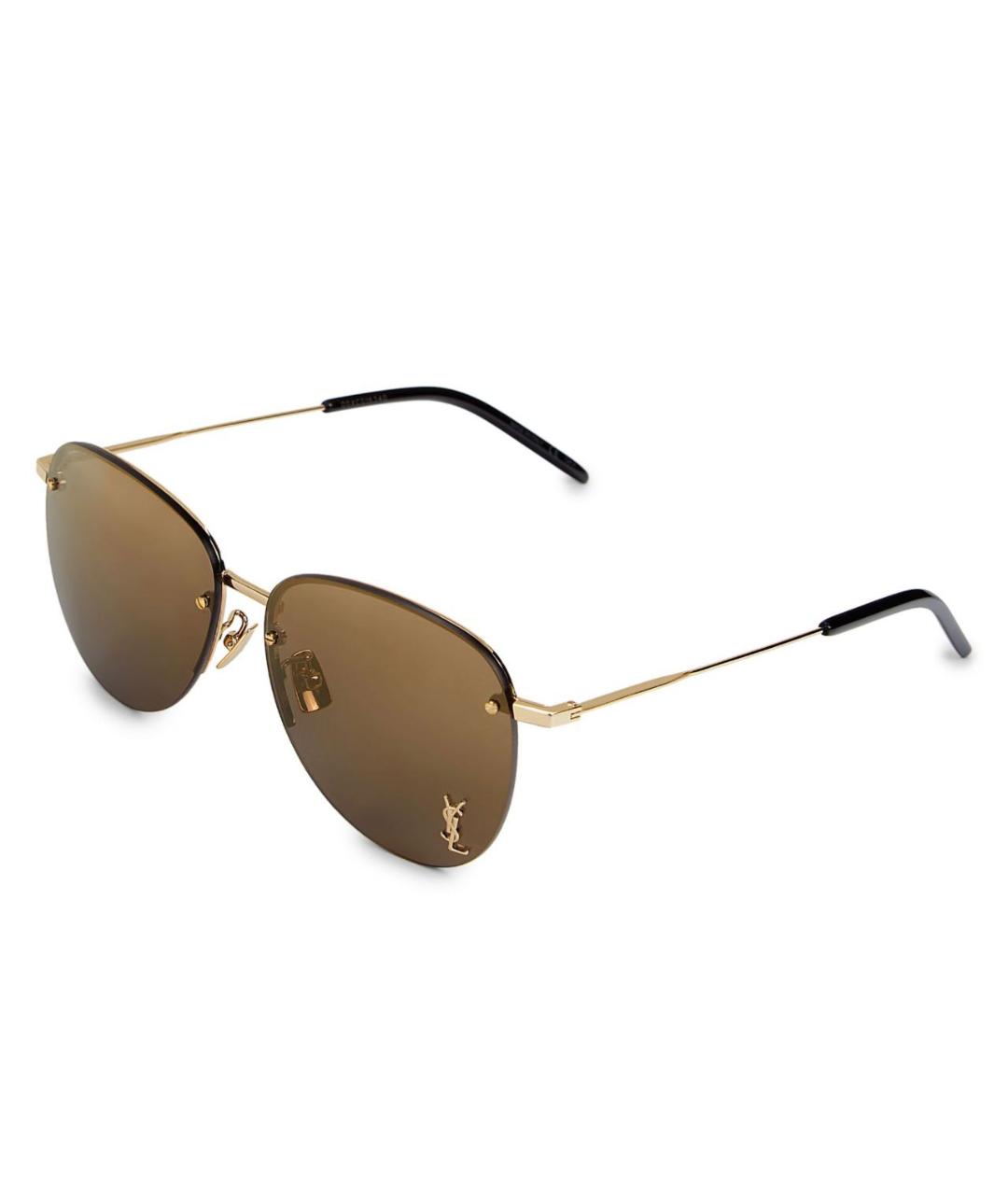 SAINT LAURENT Золотые металлические солнцезащитные очки, фото 2