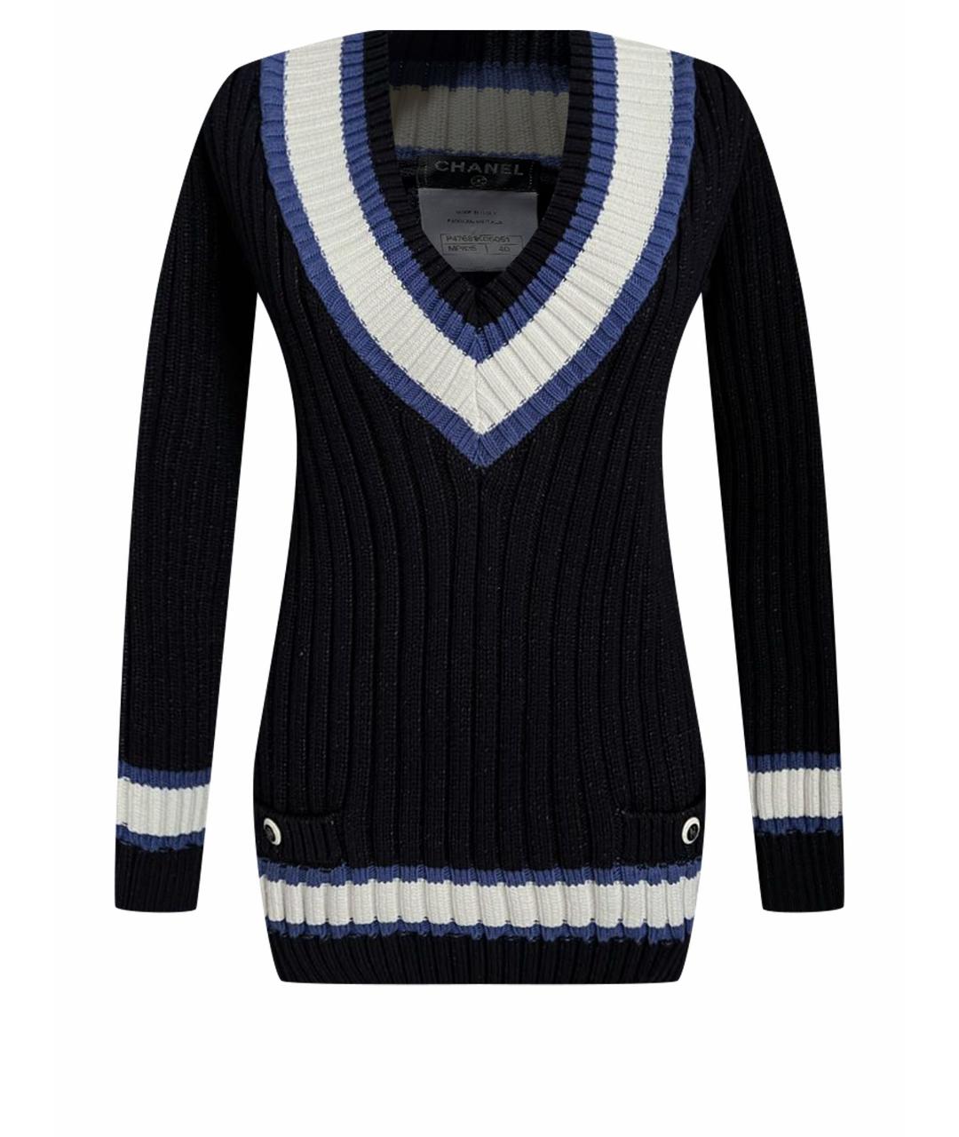 CHANEL PRE-OWNED Темно-синий хлопковый джемпер / свитер, фото 1
