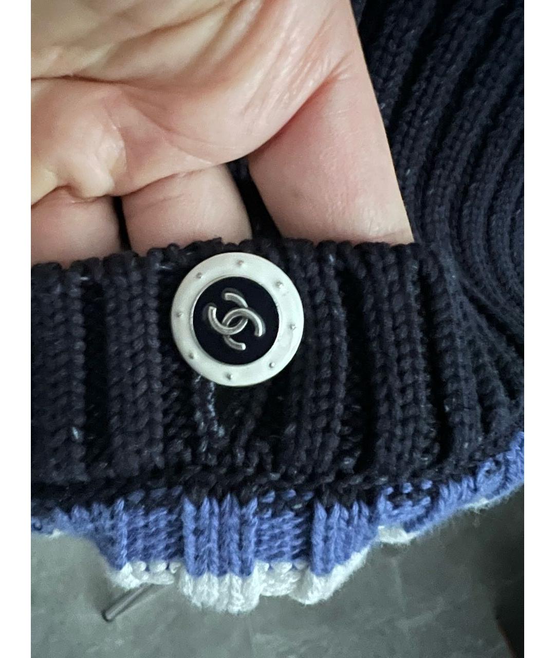 CHANEL PRE-OWNED Темно-синий хлопковый джемпер / свитер, фото 4