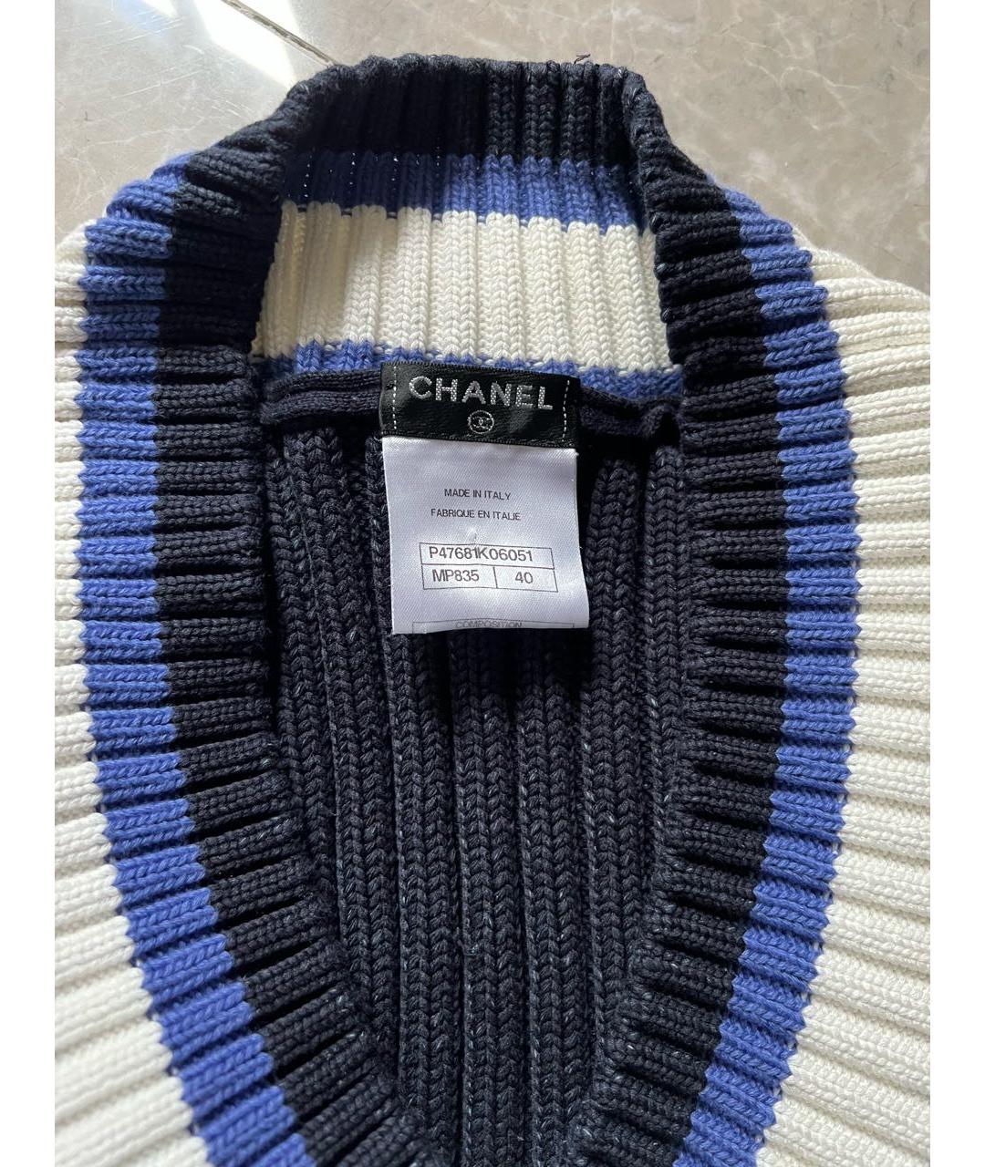 CHANEL PRE-OWNED Темно-синий хлопковый джемпер / свитер, фото 3