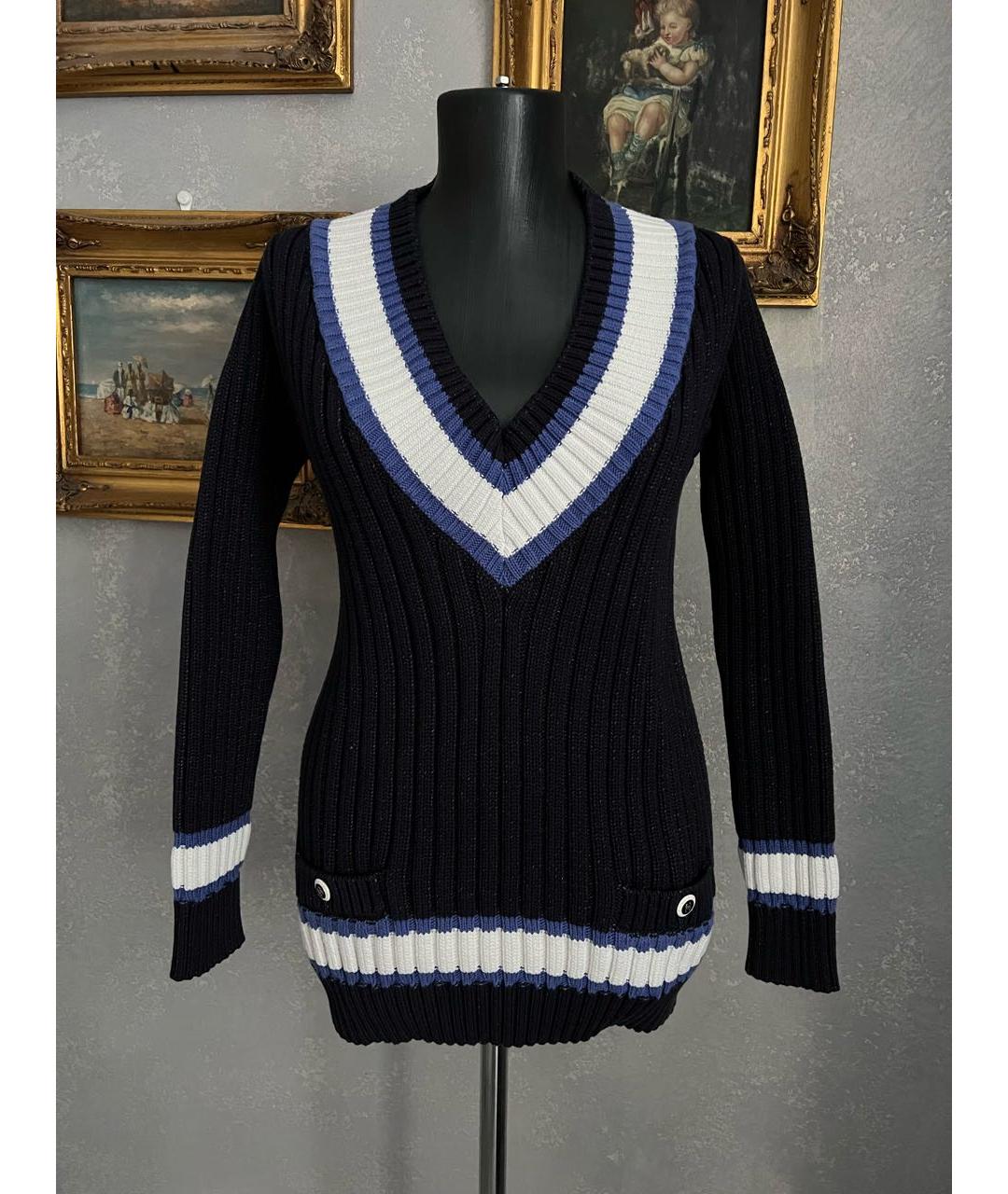 CHANEL PRE-OWNED Темно-синий хлопковый джемпер / свитер, фото 8