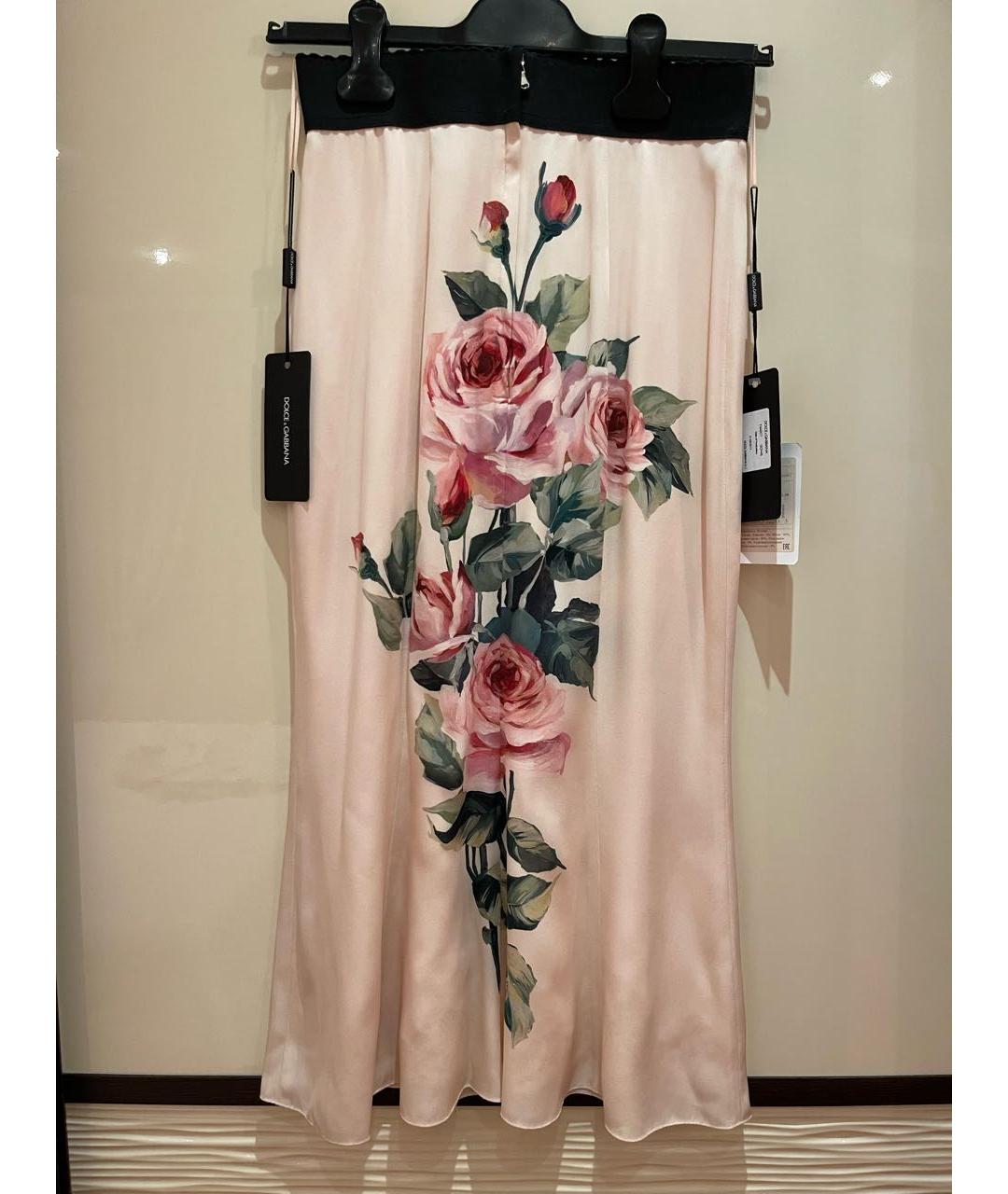 DOLCE&GABBANA Розовая шелковая юбка миди, фото 2