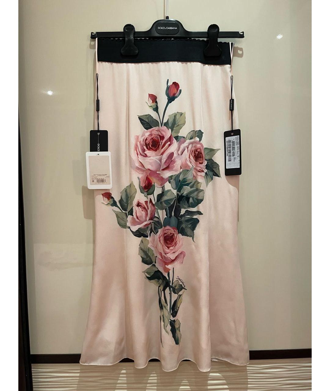 DOLCE&GABBANA Розовая шелковая юбка миди, фото 3