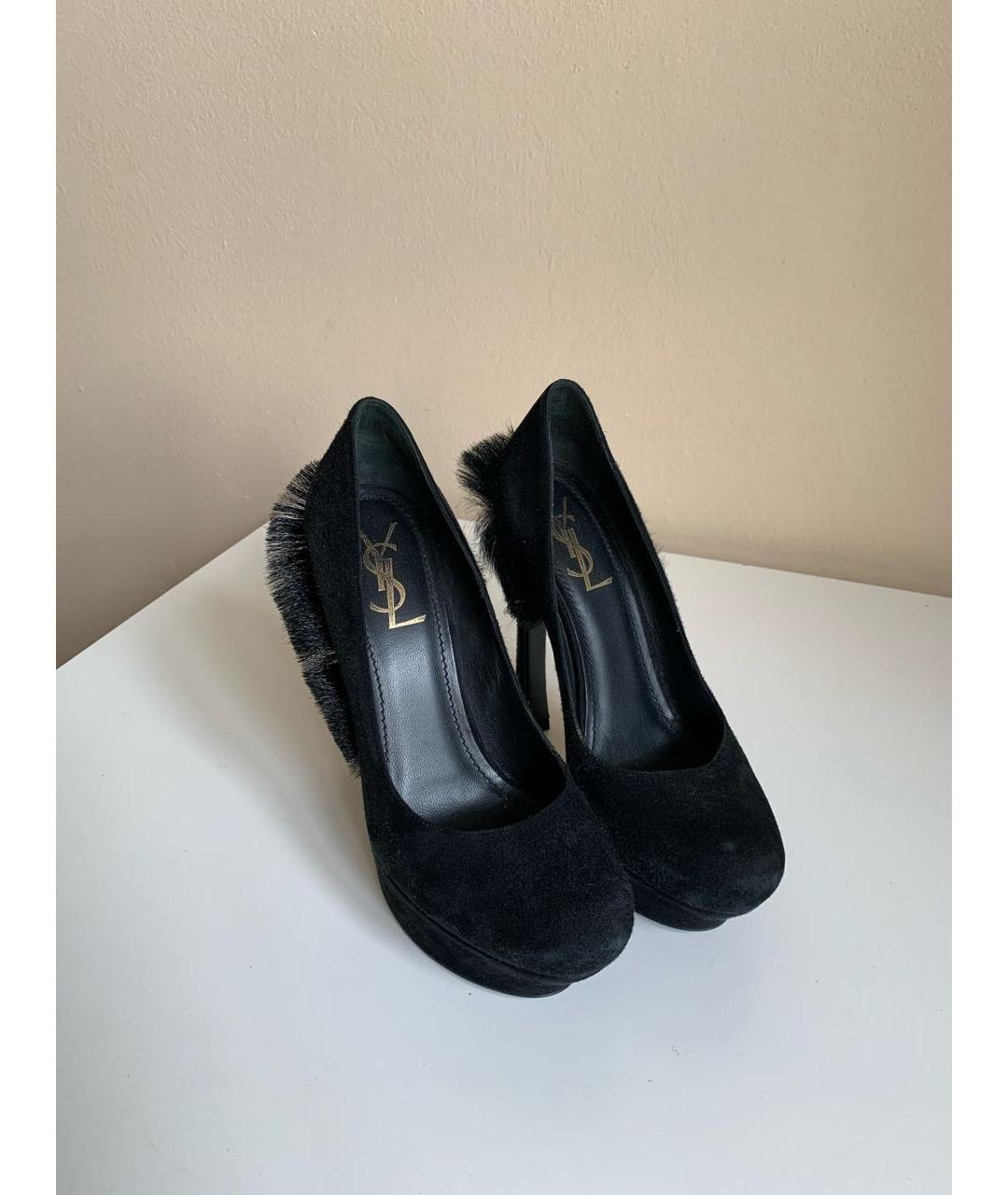 SAINT LAURENT Черные замшевые туфли, фото 3