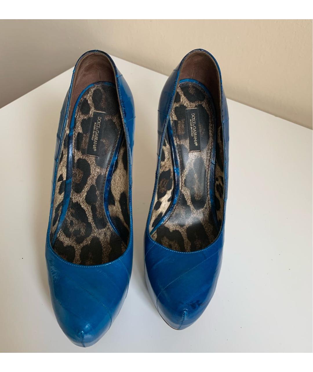 DOLCE&GABBANA Синие кожаные туфли, фото 3