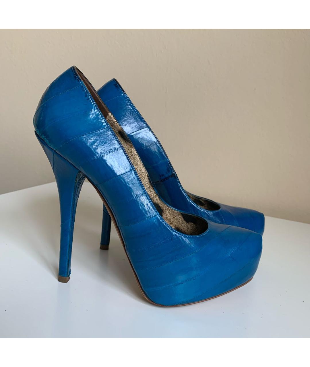 DOLCE&GABBANA Синие кожаные туфли, фото 6