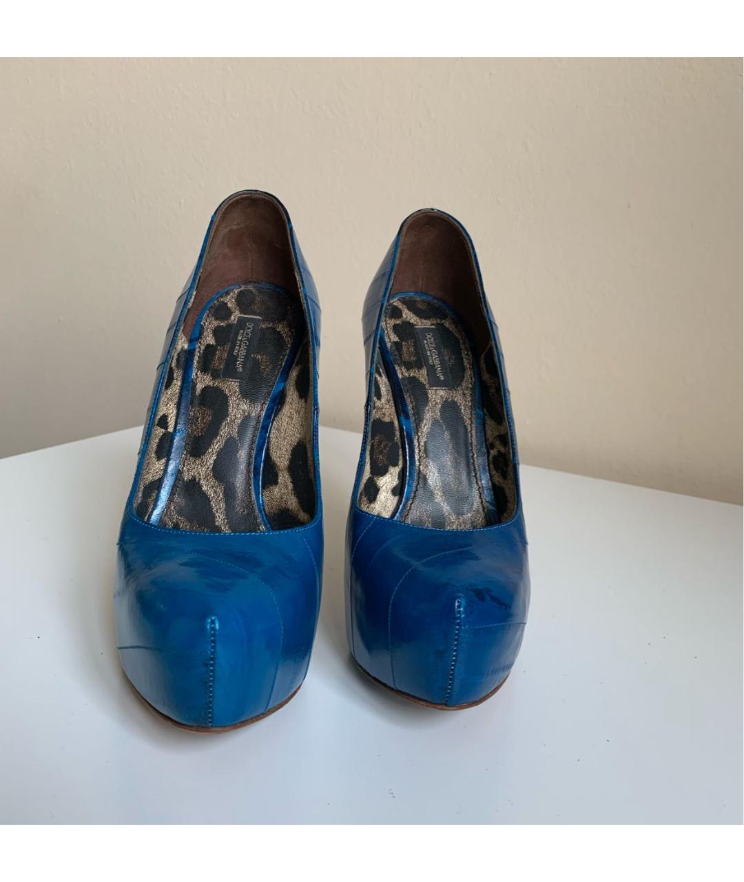 DOLCE&GABBANA Синие кожаные туфли, фото 2