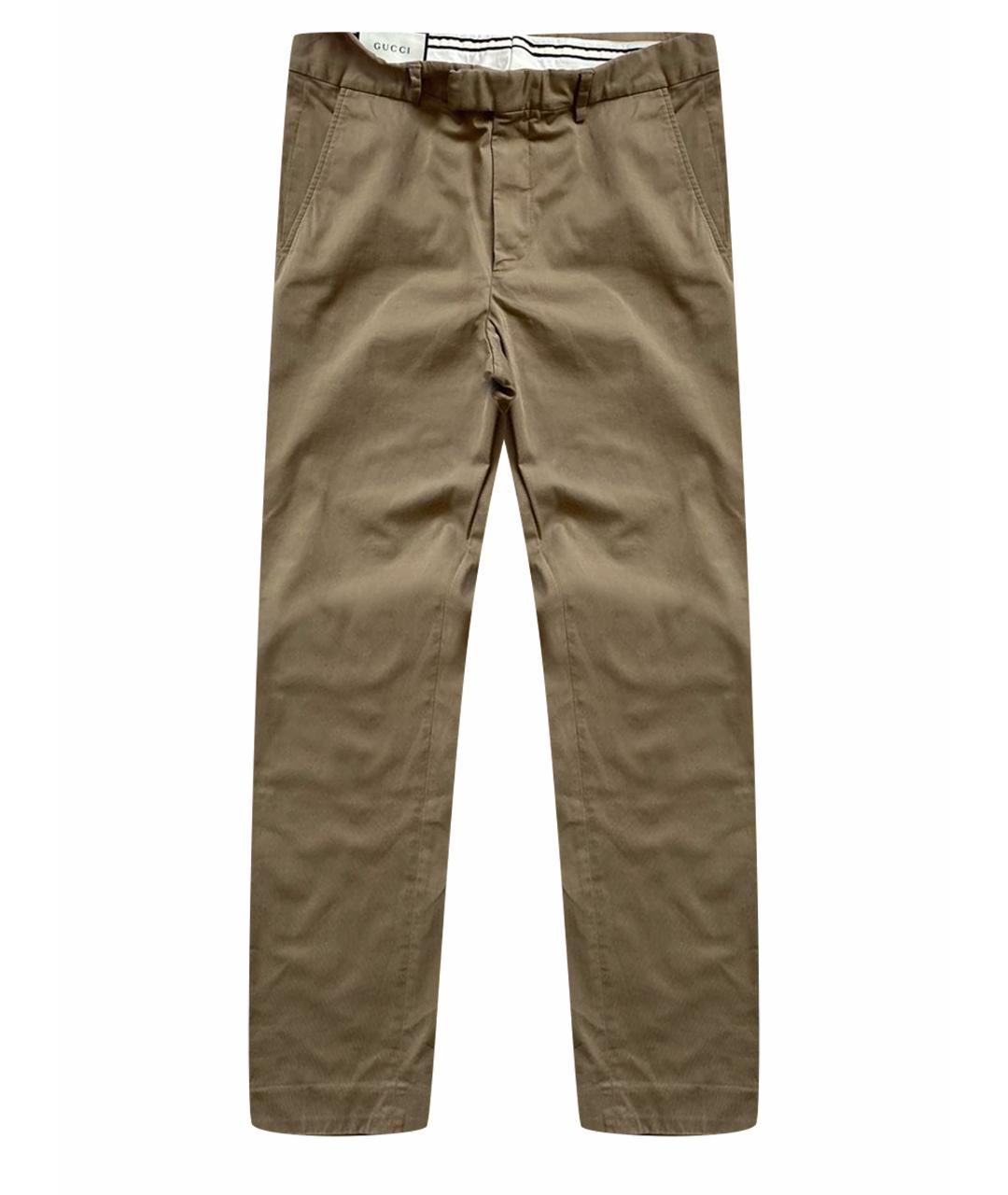 GUCCI Бежевые хлопковые брюки чинос, фото 1