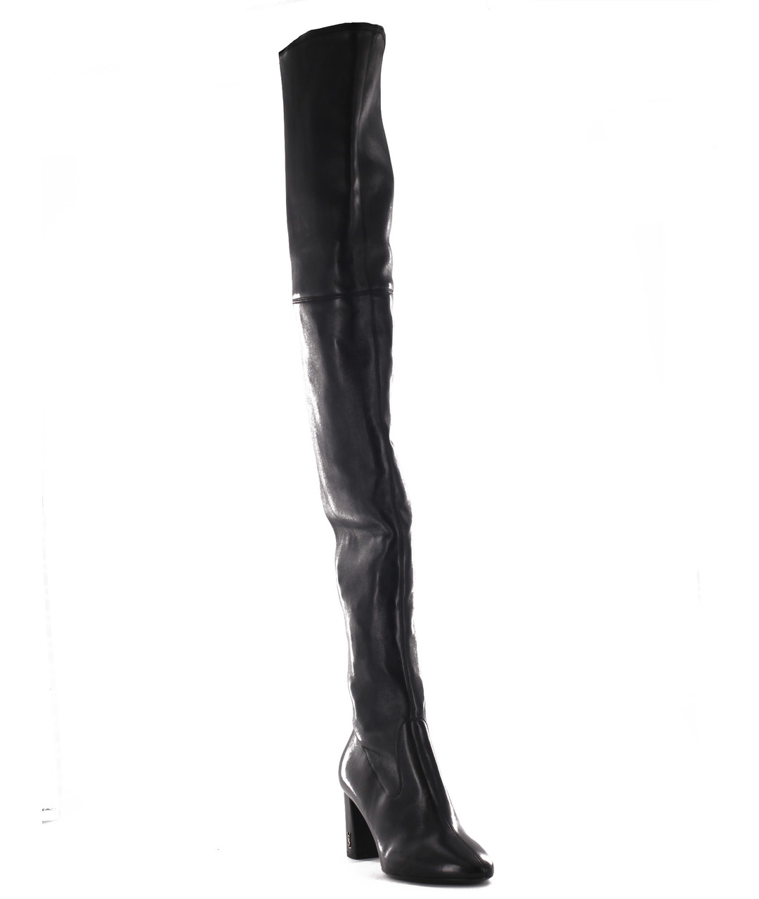 SAINT LAURENT Черные кожаные ботфорты, фото 2
