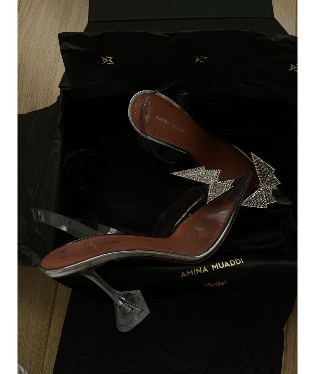 Amina Muaddi Серебряные резиновые туфли, фото 7