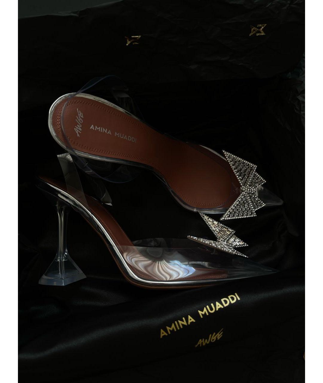 Amina Muaddi Серебряные резиновые туфли, фото 4