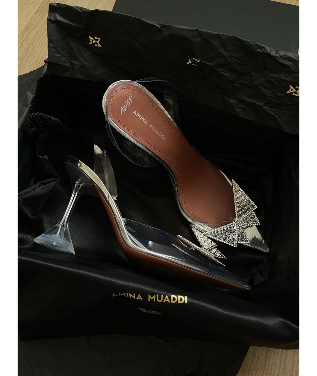 Amina Muaddi Серебряные резиновые туфли, фото 5