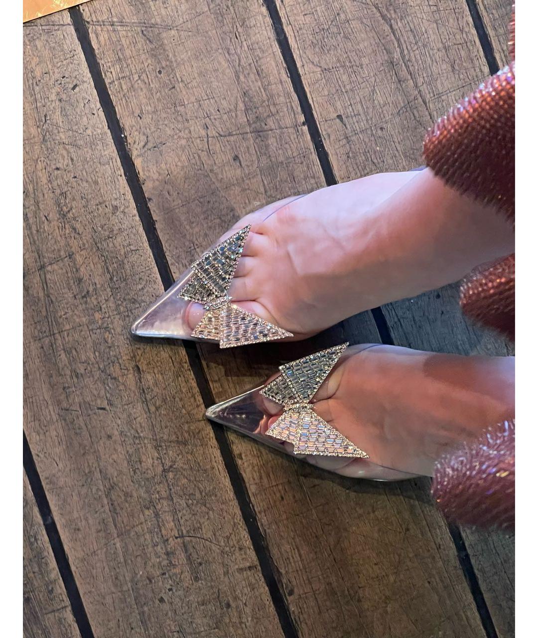 Amina Muaddi Серебряные резиновые туфли, фото 3
