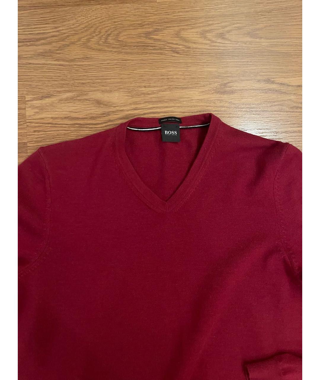 HUGO BOSS Бордовый шерстяной джемпер / свитер, фото 3