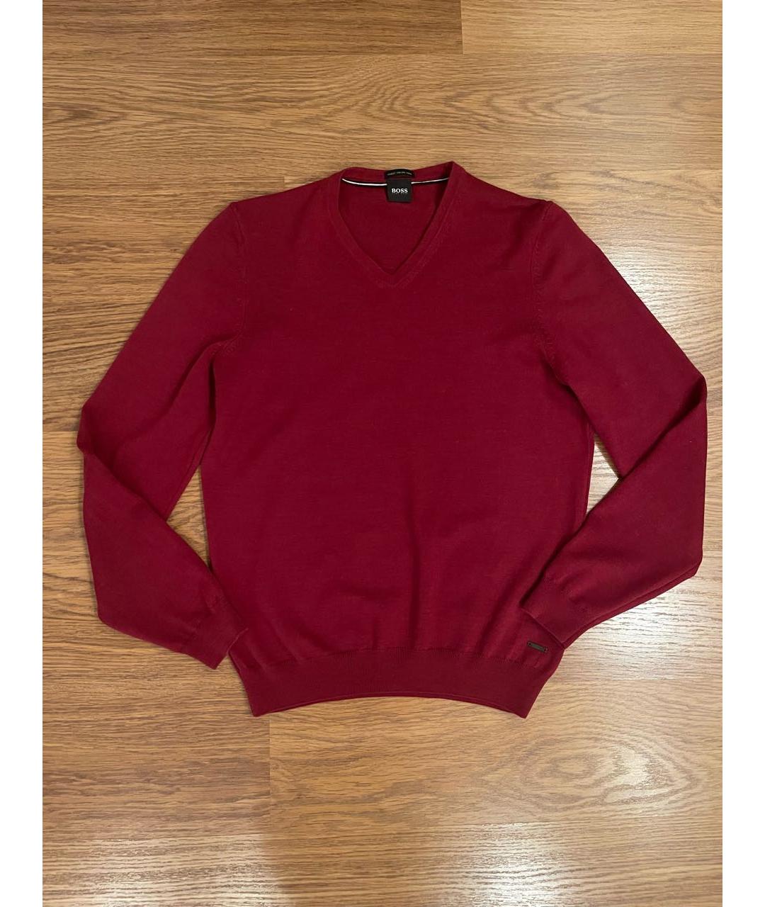 HUGO BOSS Бордовый шерстяной джемпер / свитер, фото 7