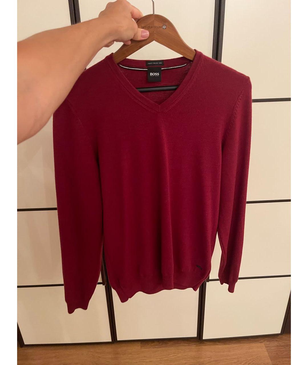 HUGO BOSS Бордовый шерстяной джемпер / свитер, фото 6
