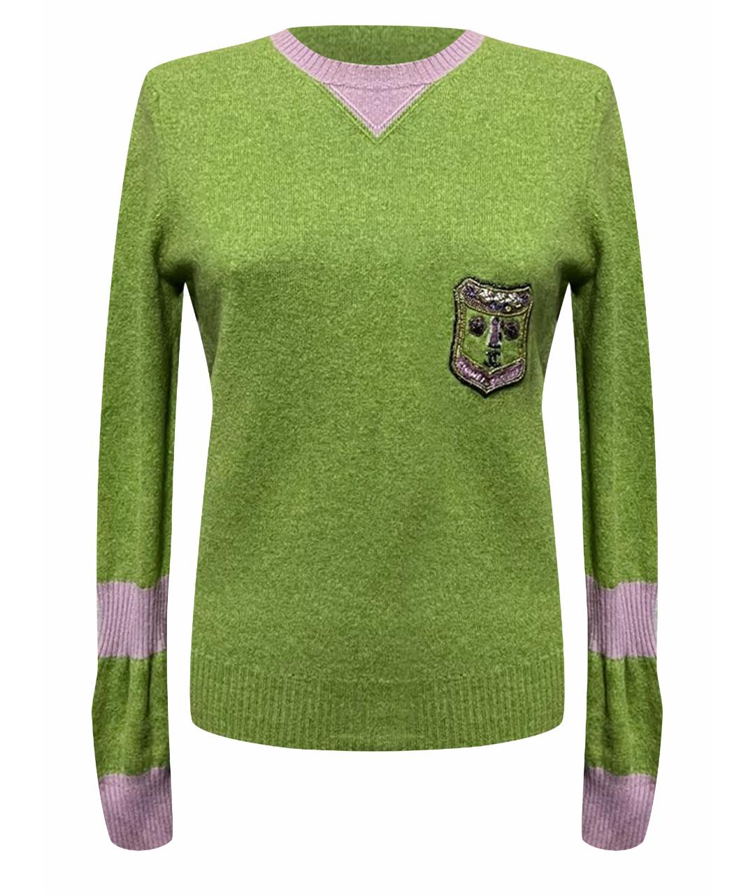 CHANEL PRE-OWNED Зеленый кашемировый джемпер / свитер, фото 1
