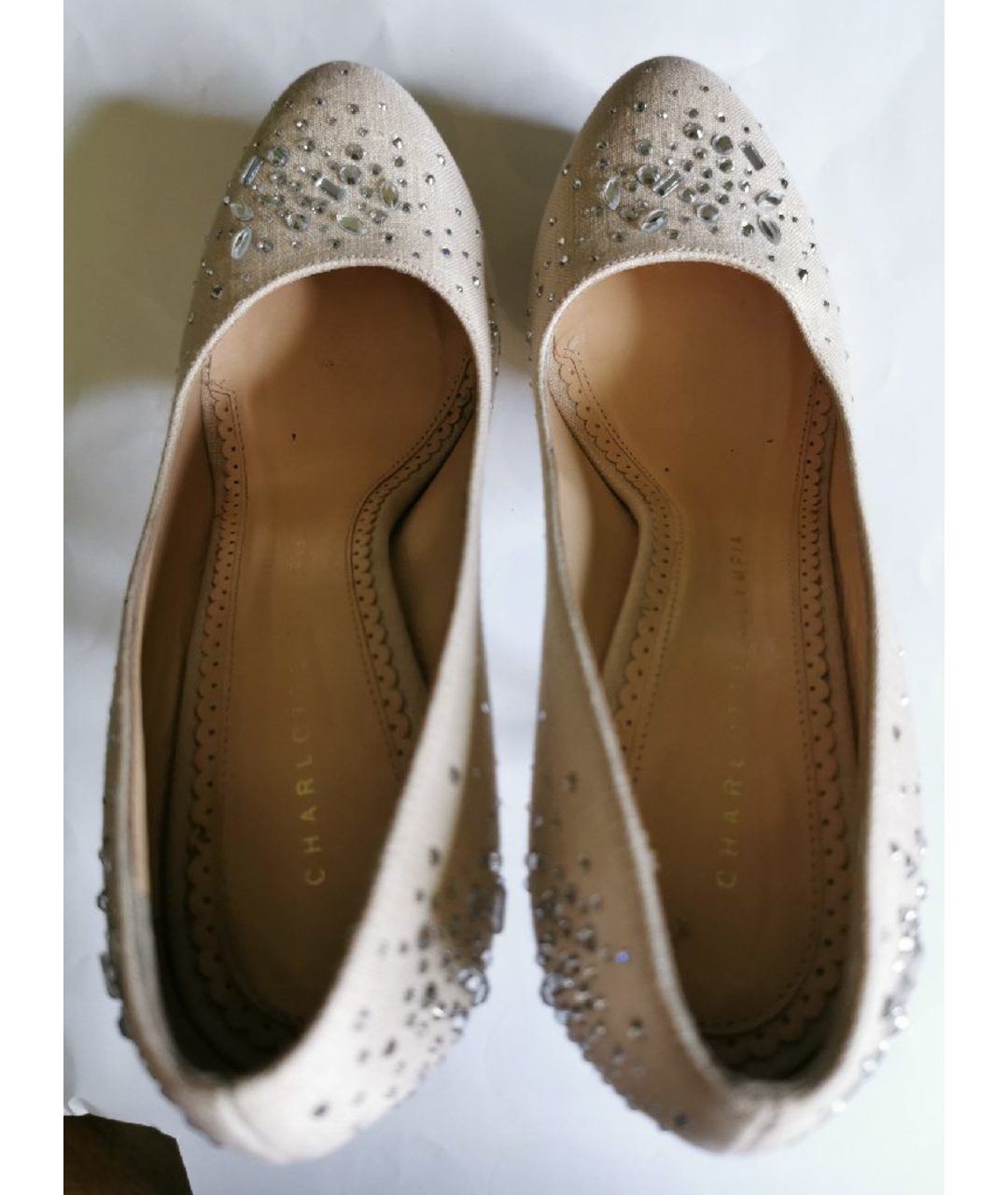 CHARLOTTE OLYMPIA Бежевые текстильные туфли, фото 3