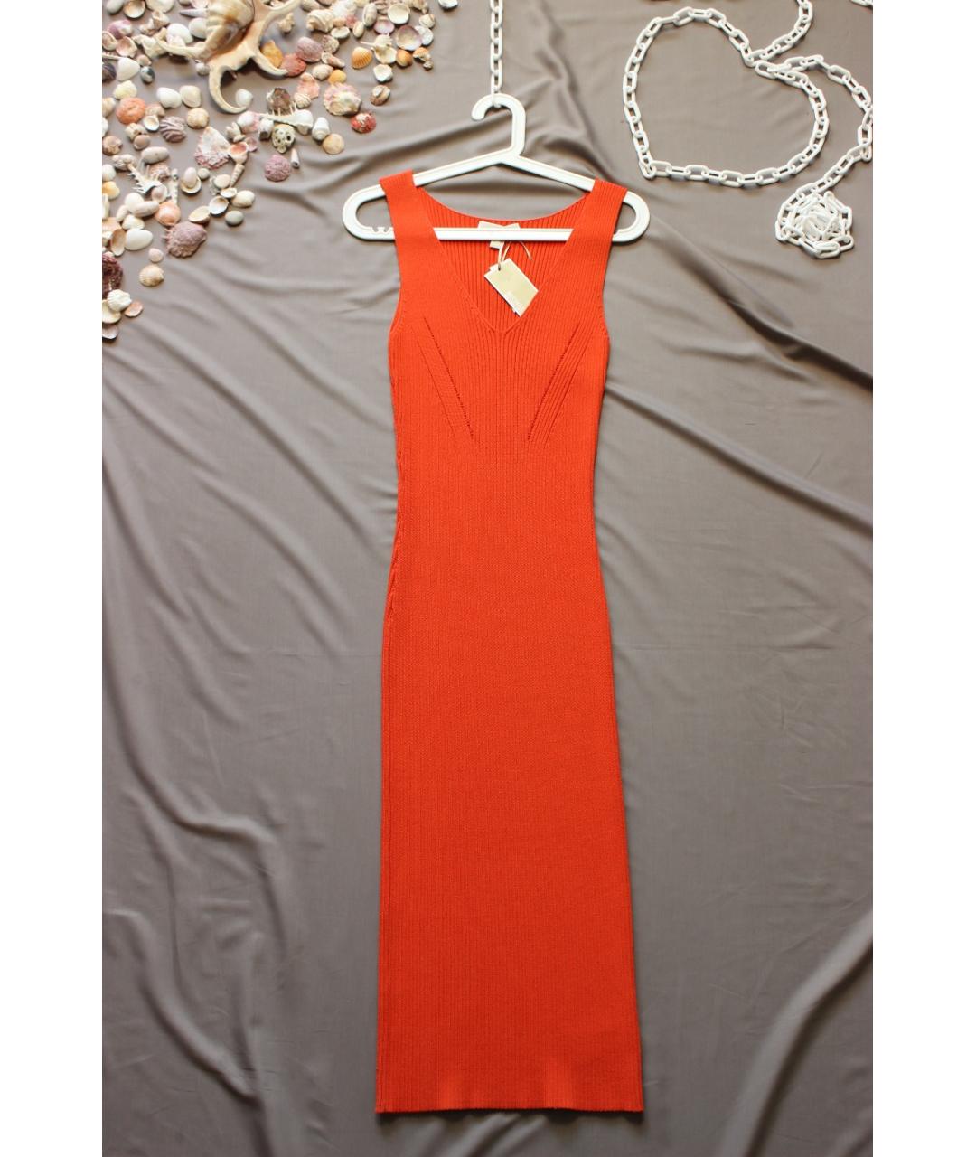MICHAEL MICHAEL KORS Оранжевое вискозное коктейльное платье, фото 6