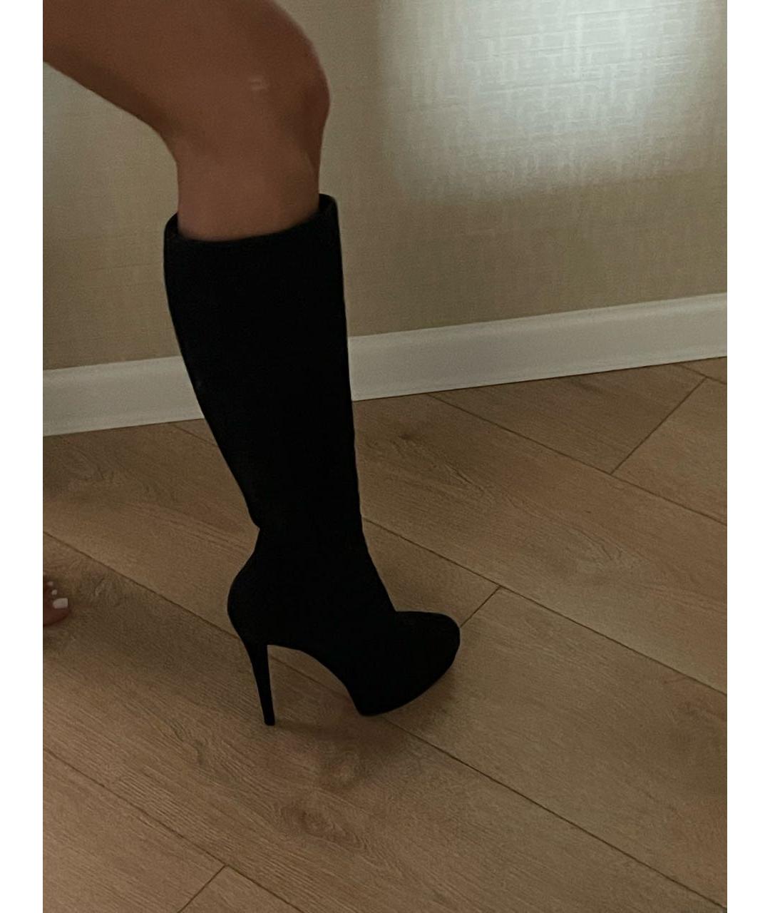 CHRISTIAN LOUBOUTIN Черные замшевые сапоги, фото 3