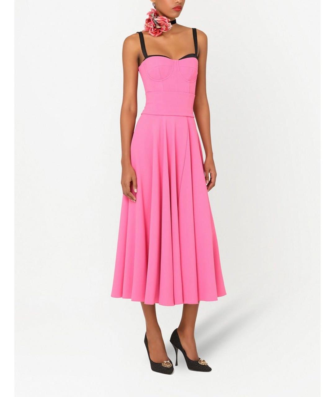 DOLCE&GABBANA Розовое вискозное вечернее платье, фото 2