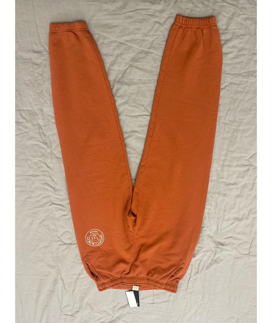 SPORTY AND RICH Оранжевое хлопковые спортивные брюки и шорты, фото 4