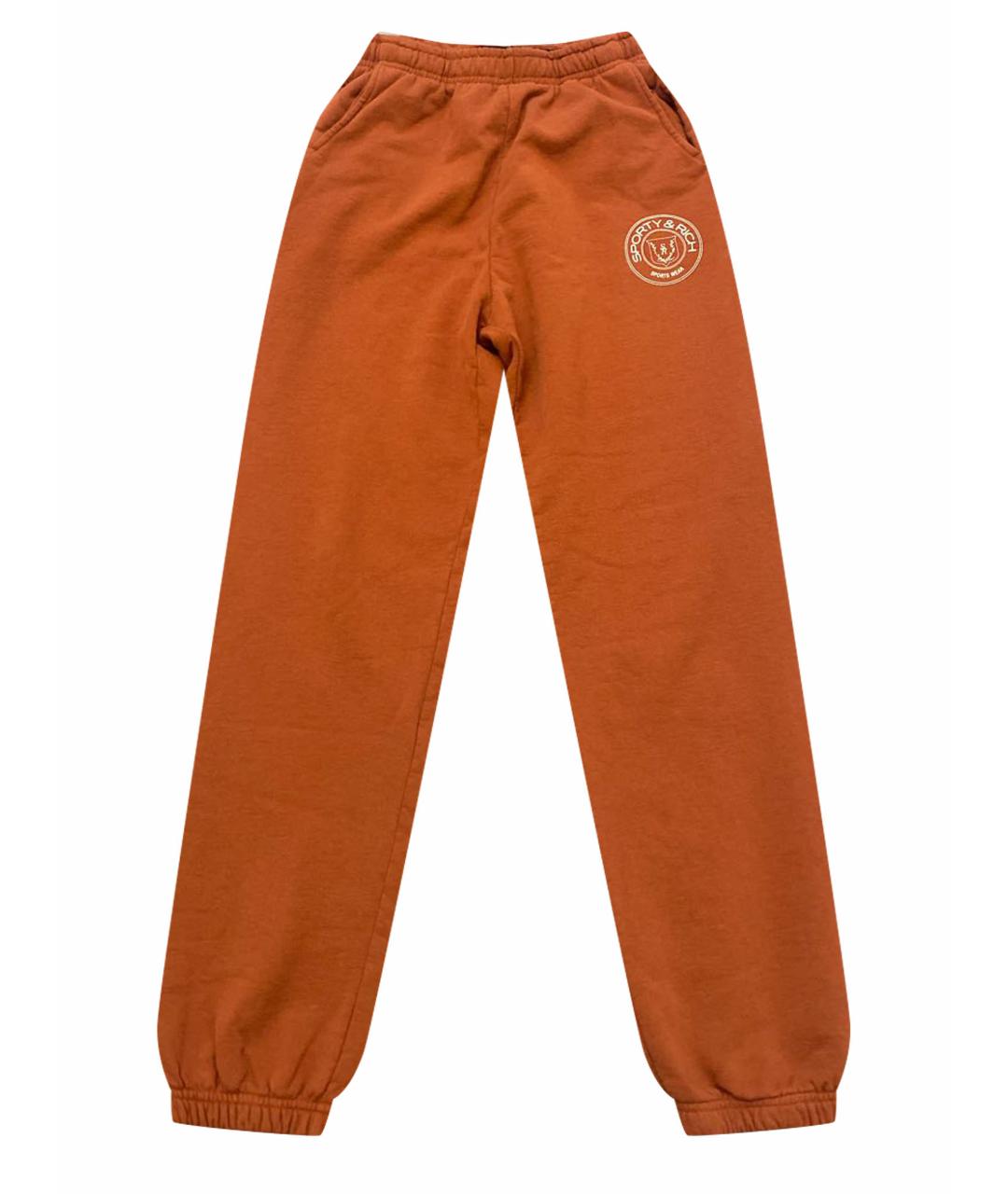 SPORTY AND RICH Оранжевое хлопковые спортивные брюки и шорты, фото 1