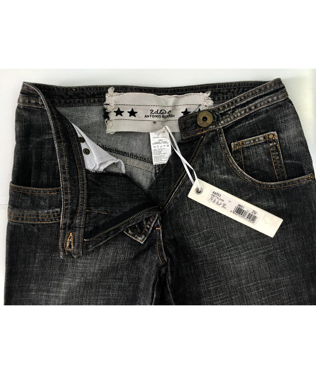 ANTONIO BARBATO Черные хлопковые прямые джинсы, фото 3