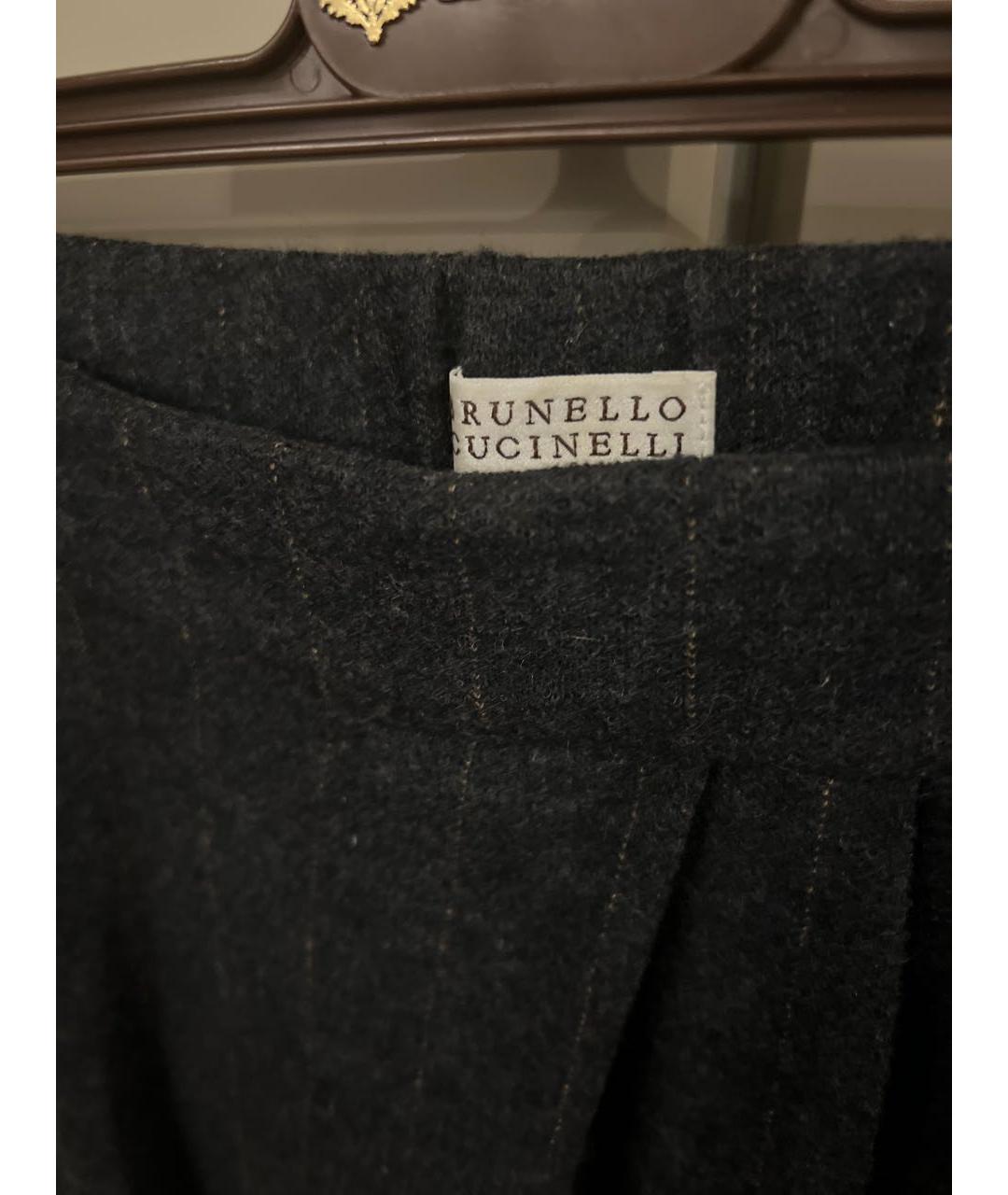 BRUNELLO CUCINELLI Серые шерстяные прямые брюки, фото 2
