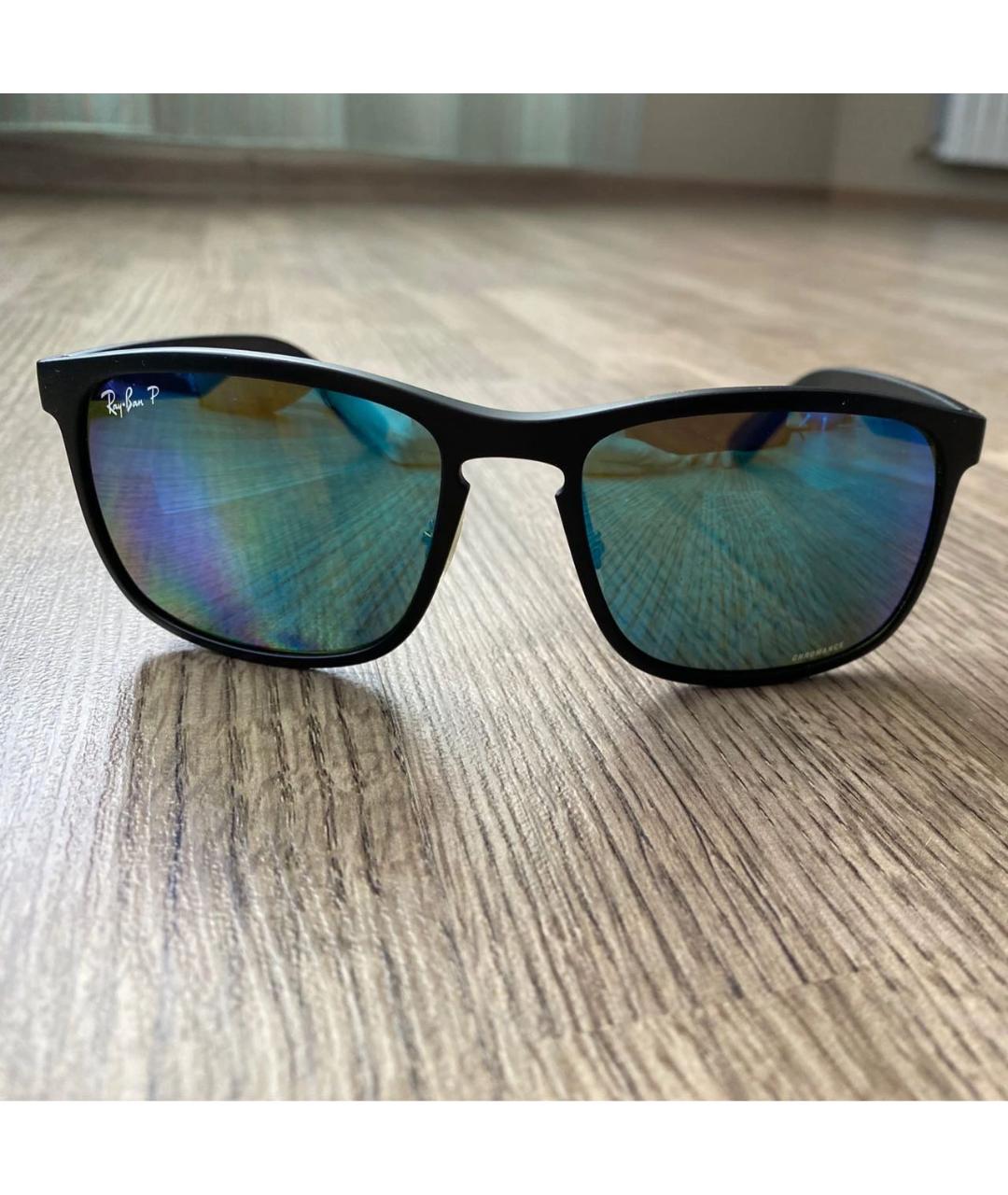 RAY BAN Черные пластиковые солнцезащитные очки, фото 8