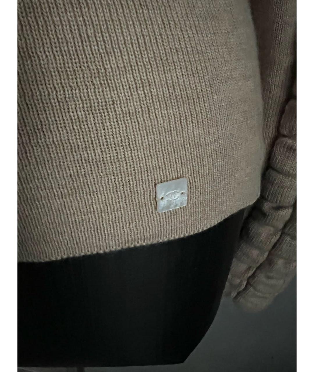CHANEL PRE-OWNED Бежевый шерстяной джемпер / свитер, фото 3
