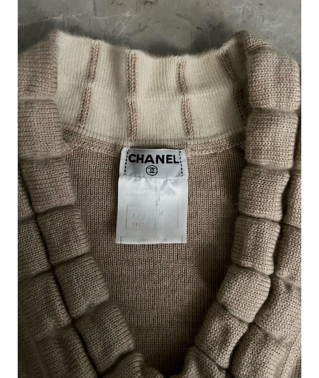 CHANEL PRE-OWNED Бежевый шерстяной джемпер / свитер, фото 4