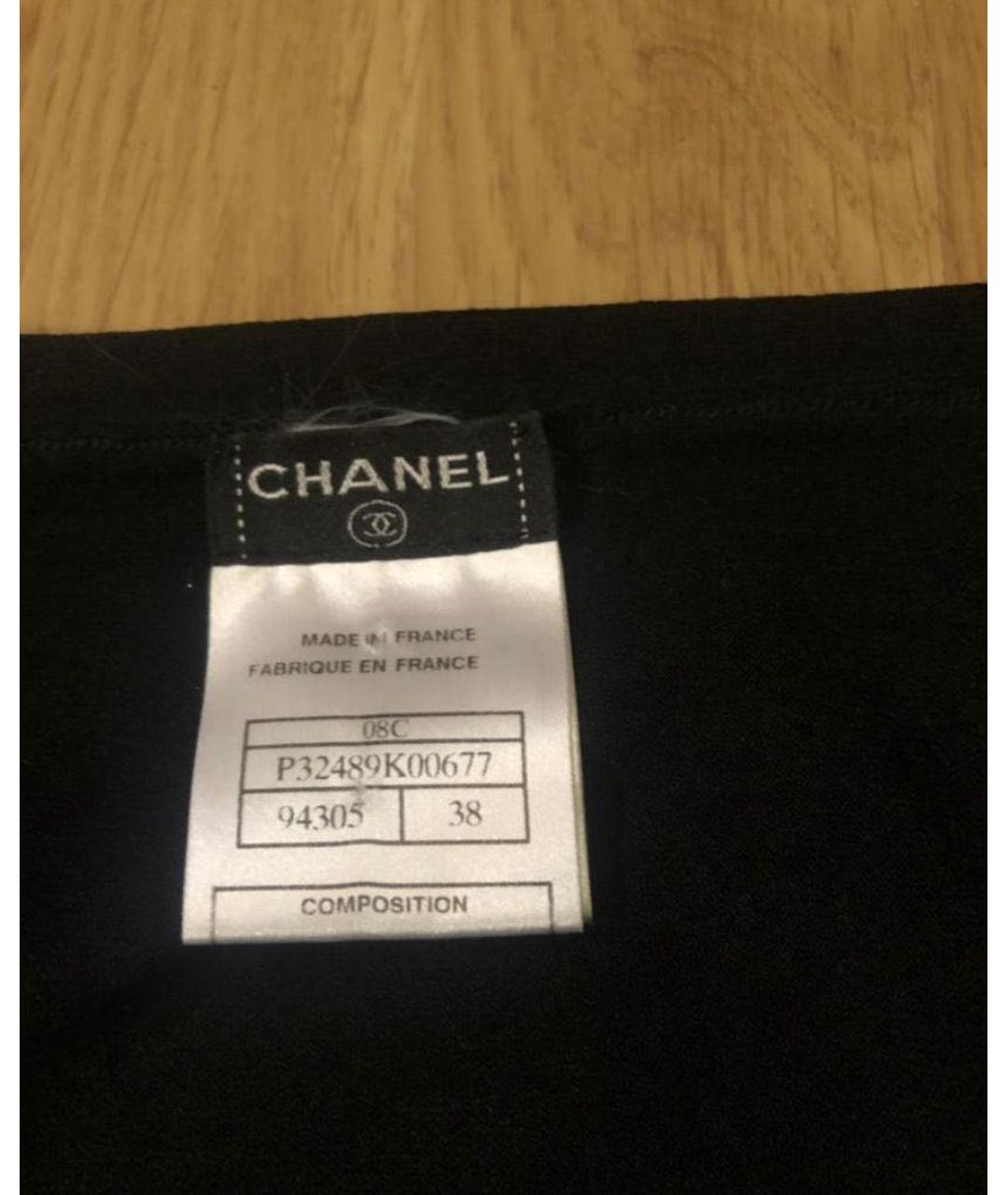 CHANEL PRE-OWNED Черная вискозная юбка миди, фото 3