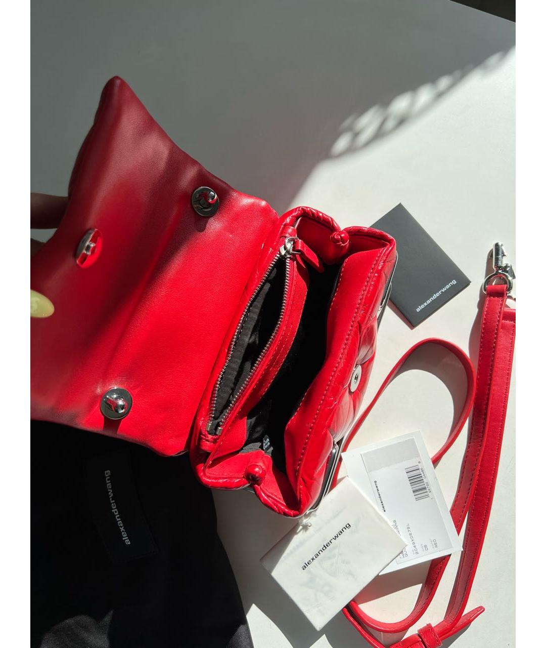 ALEXANDER WANG Красная кожаная сумка с короткими ручками, фото 4