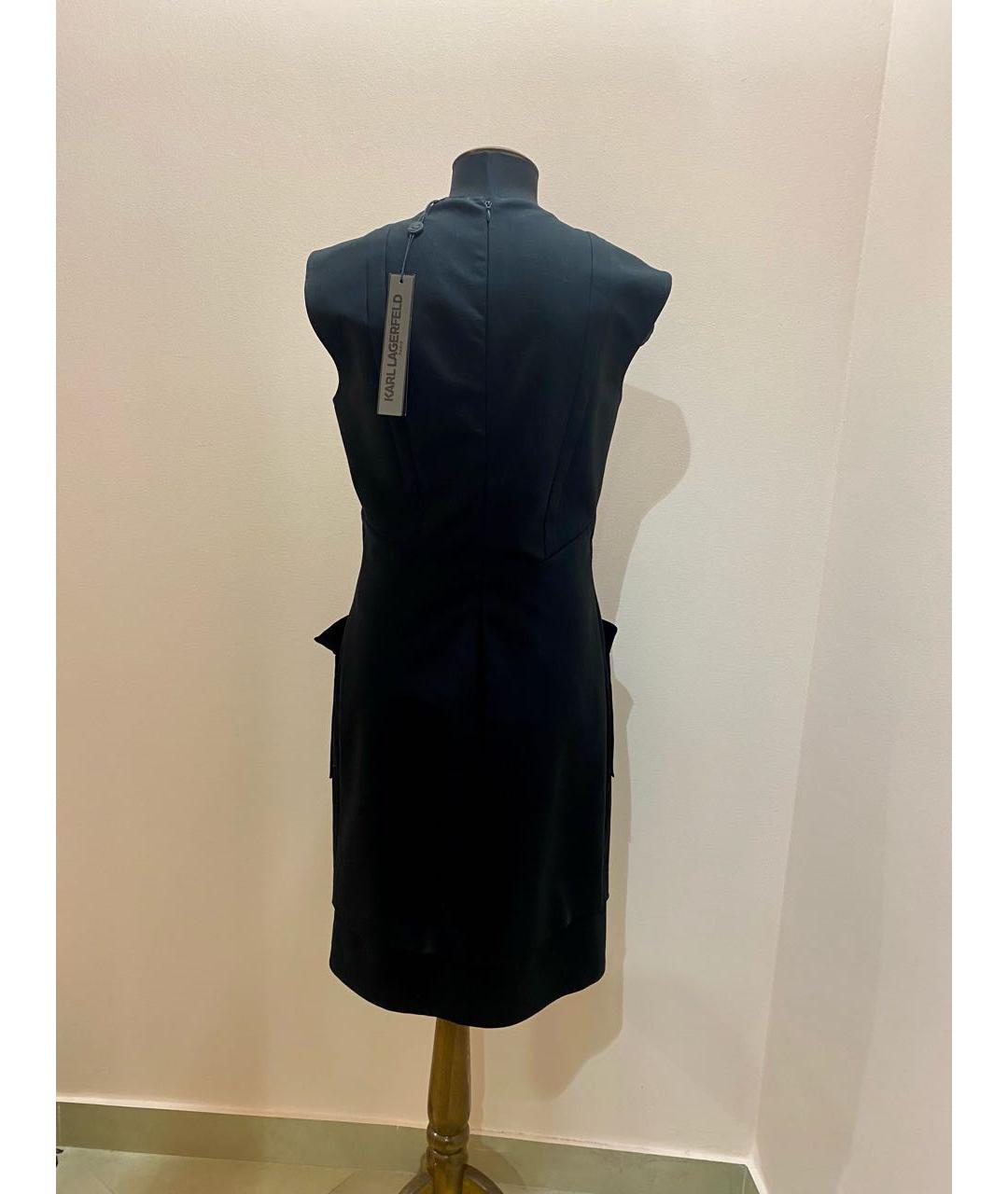 KARL LAGERFELD Черное хлопко-эластановое повседневное платье, фото 2