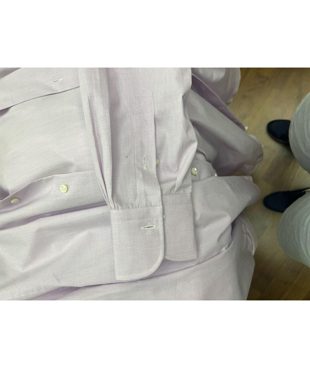PATRICK HELLMANN Фиолетовая хлопко-шелковая классическая рубашка, фото 4