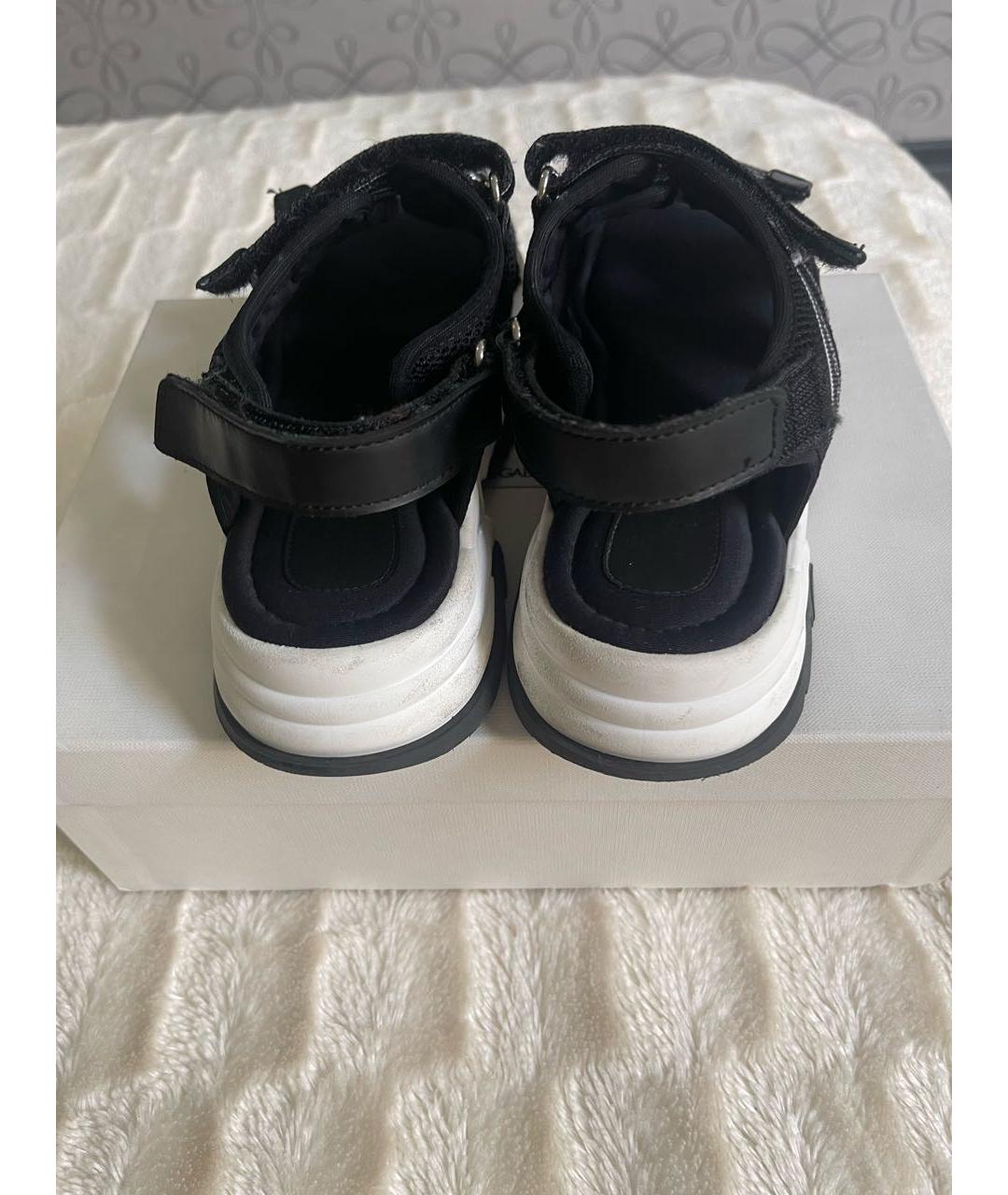 DOLCE & GABBANA KIDS Черные текстильные сандалии и шлепанцы, фото 3