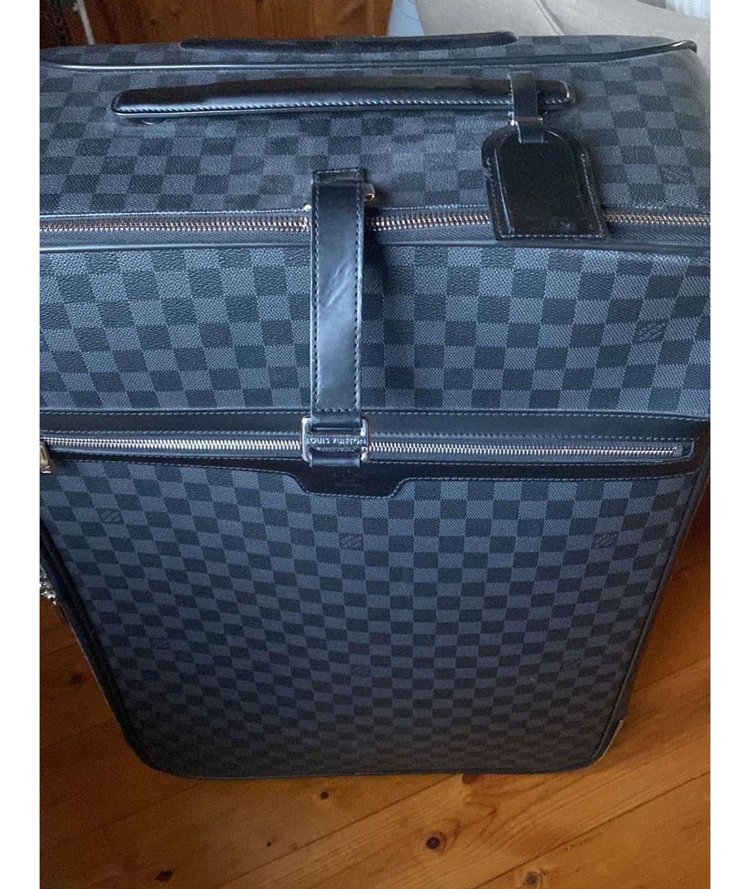 LOUIS VUITTON PRE-OWNED Темно-синий кожаный чемодан, фото 3