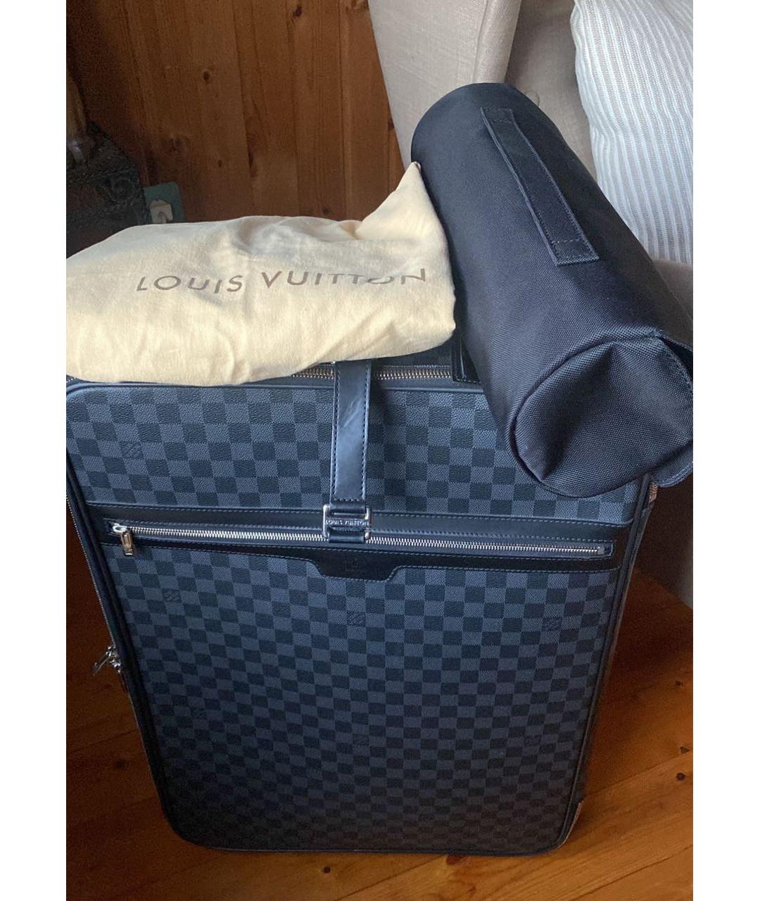 LOUIS VUITTON PRE-OWNED Темно-синий кожаный чемодан, фото 5