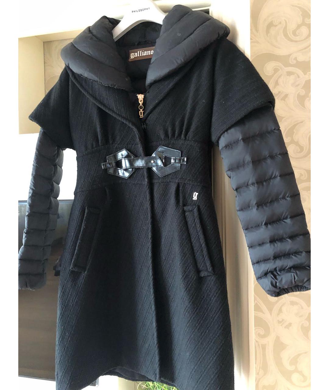 GIULIANO GALIANO Черное шерстяное пальто, фото 2