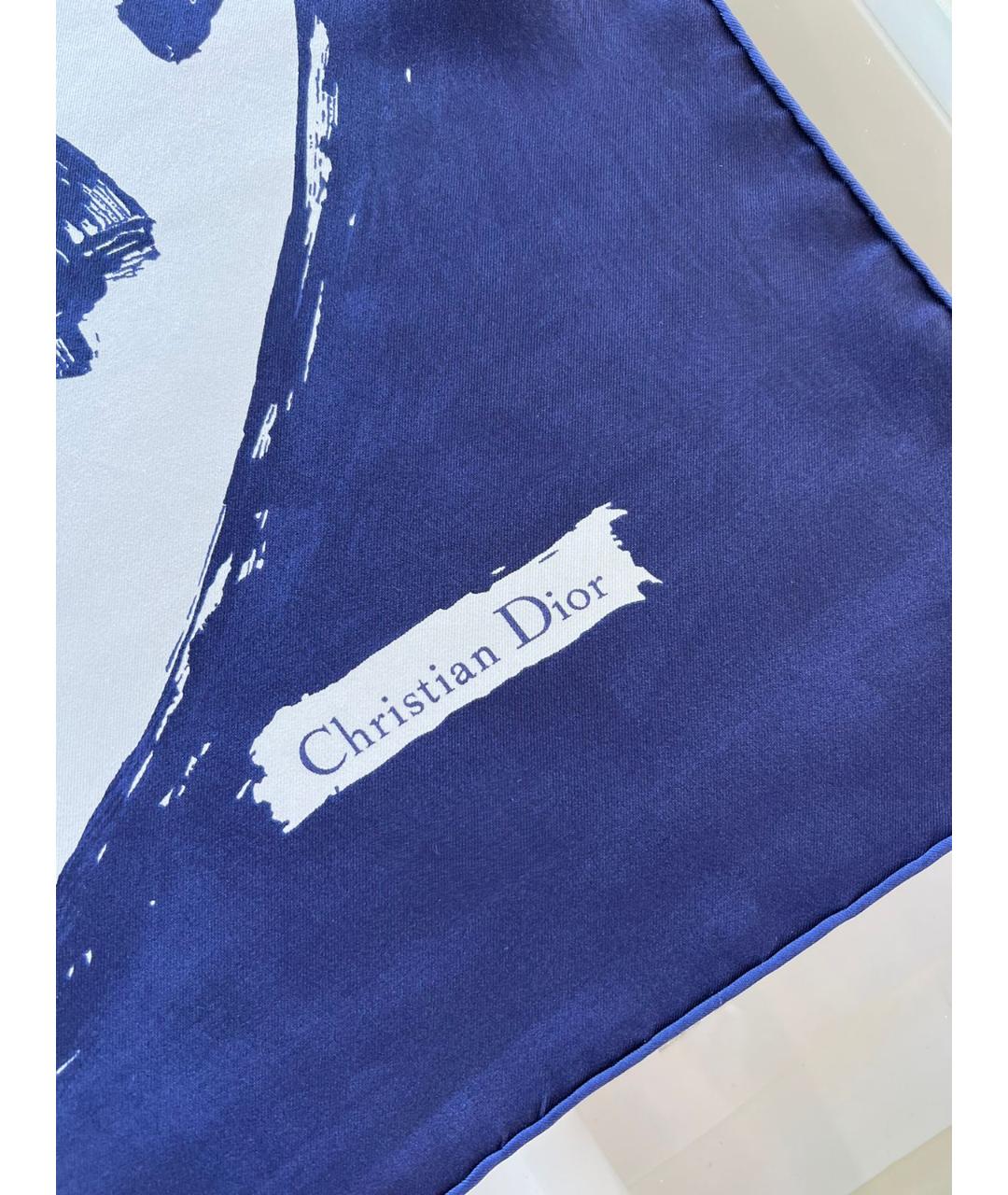 CHRISTIAN DIOR PRE-OWNED Темно-синий шелковый платок, фото 3