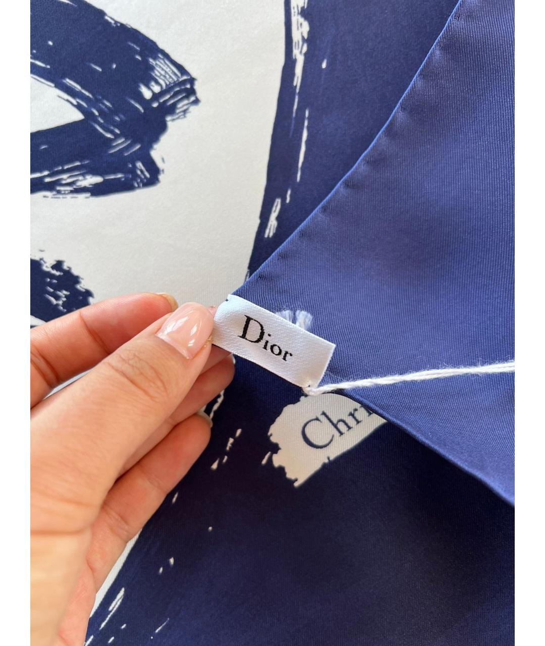 CHRISTIAN DIOR PRE-OWNED Темно-синий шелковый платок, фото 4