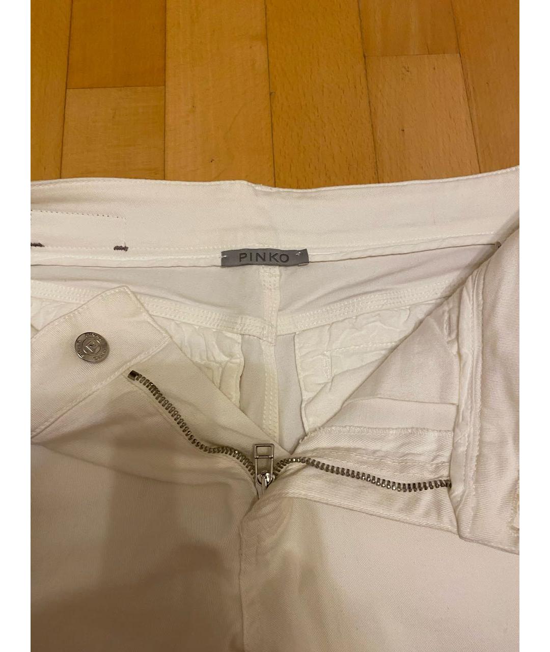 PINKO Белые хлопко-эластановые джинсы слим, фото 3