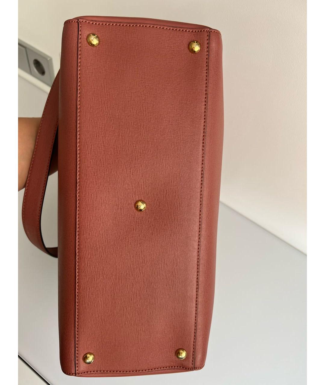 FENDI Розовая кожаная сумка с короткими ручками, фото 7