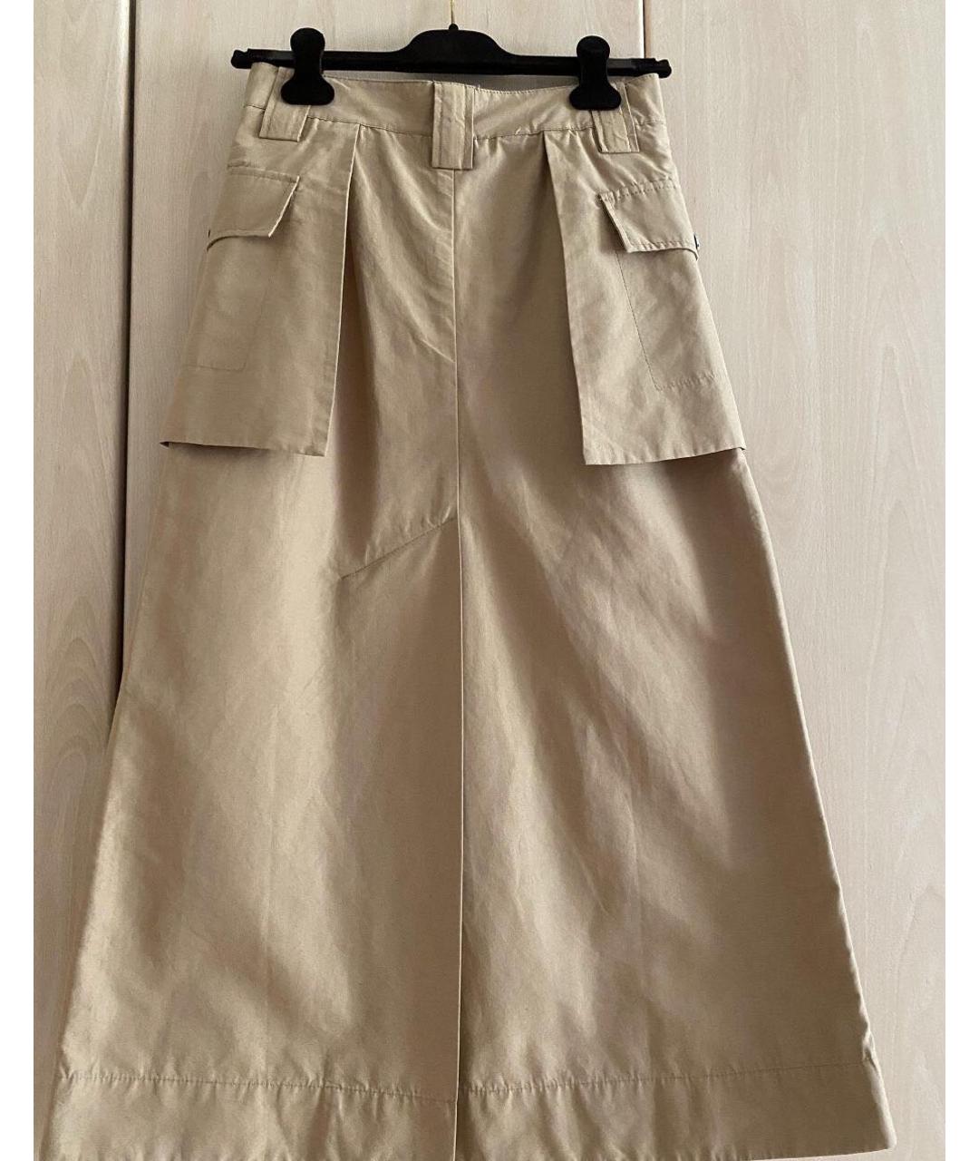 GANNI Бежевая хлопковая юбка макси, фото 4