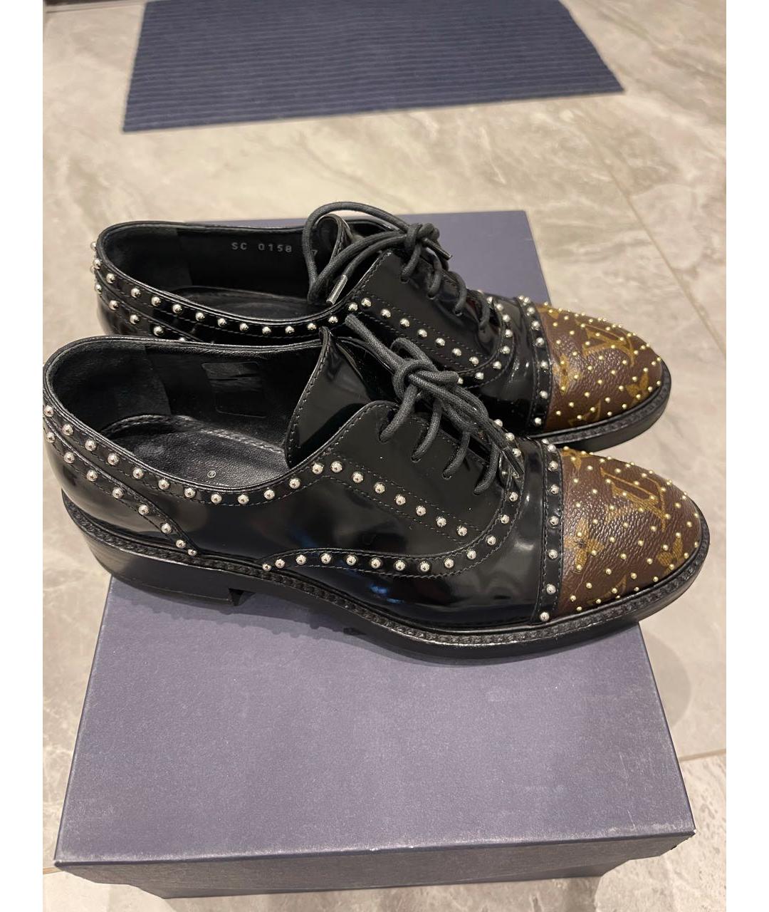 LOUIS VUITTON Черные кожаные брогги и оксфорды, фото 7