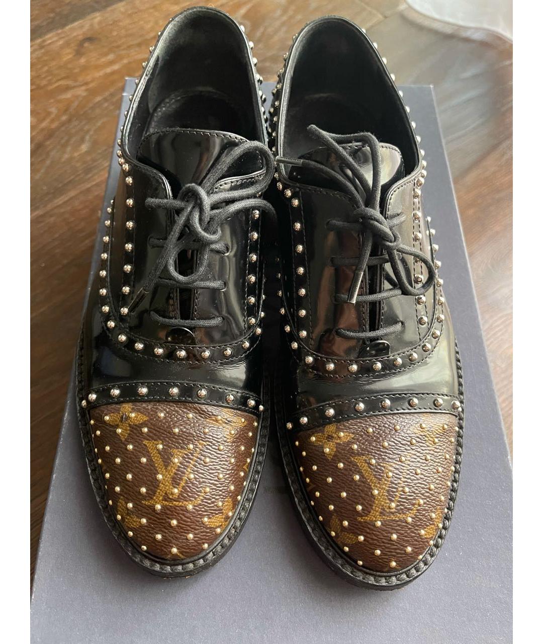 LOUIS VUITTON Черные кожаные брогги и оксфорды, фото 6