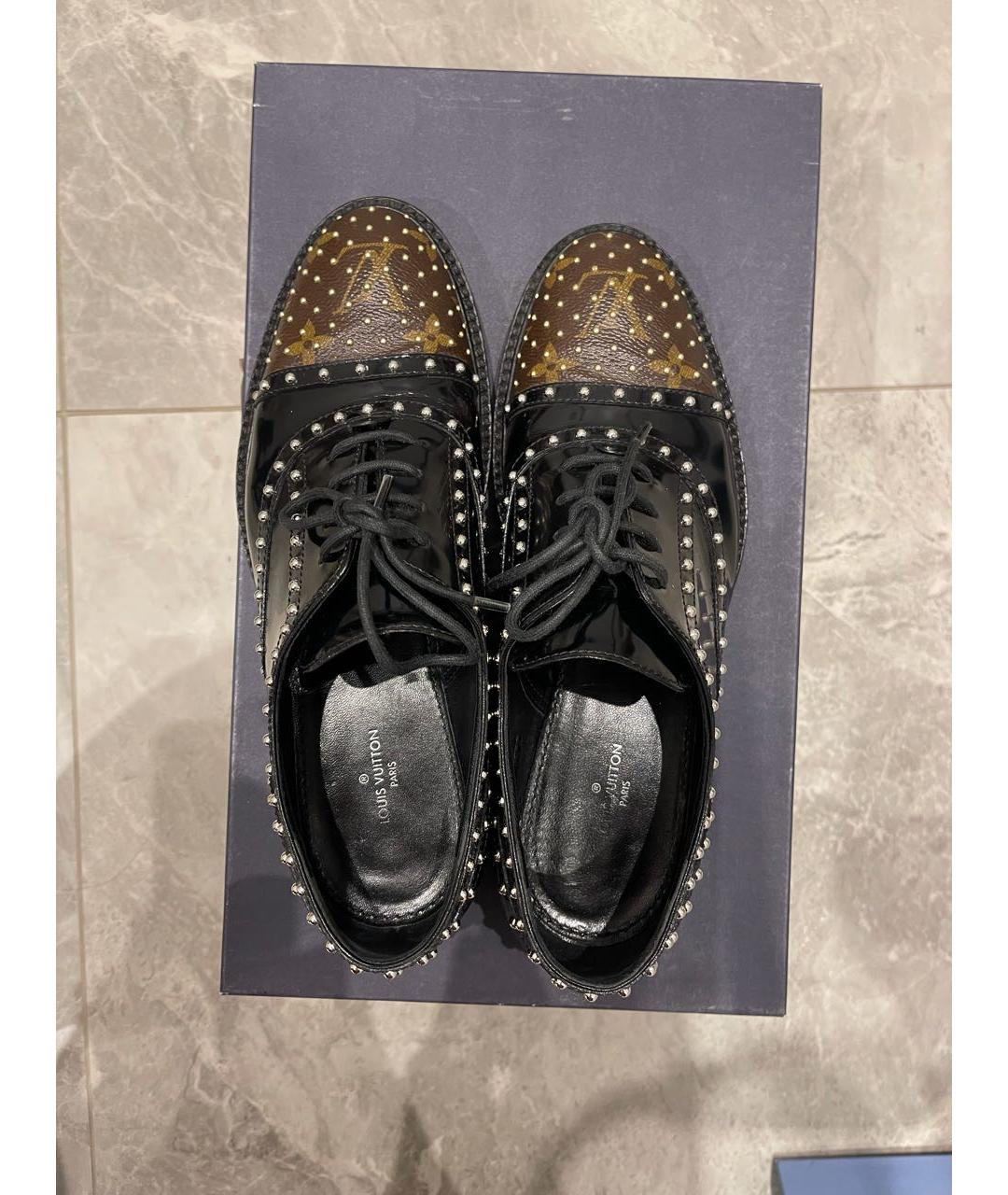 LOUIS VUITTON Черные кожаные брогги и оксфорды, фото 3