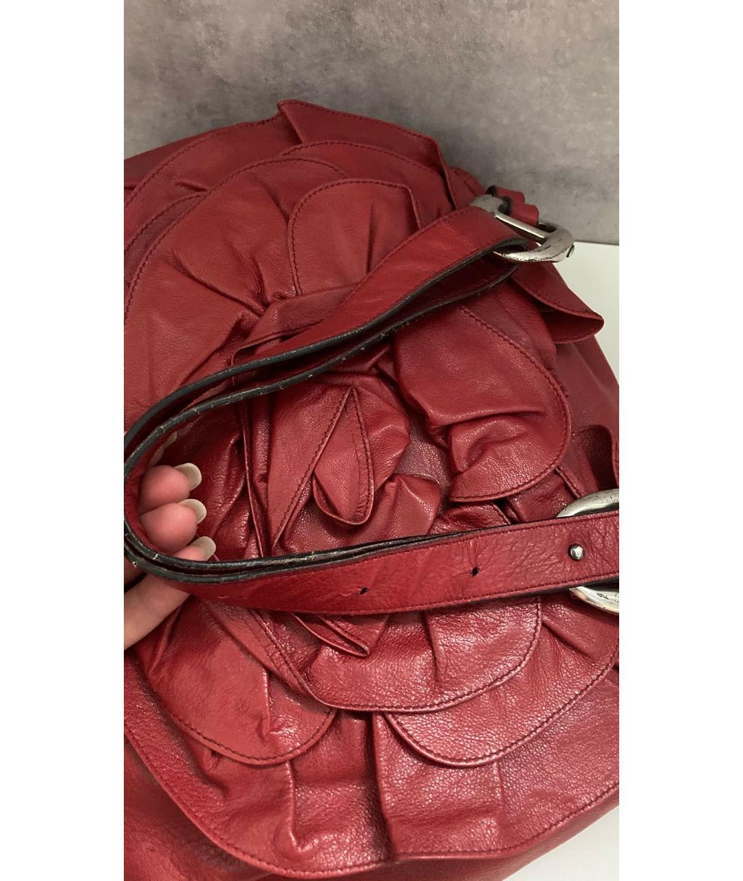 SAINT LAURENT Бордовая кожаная сумка через плечо, фото 5