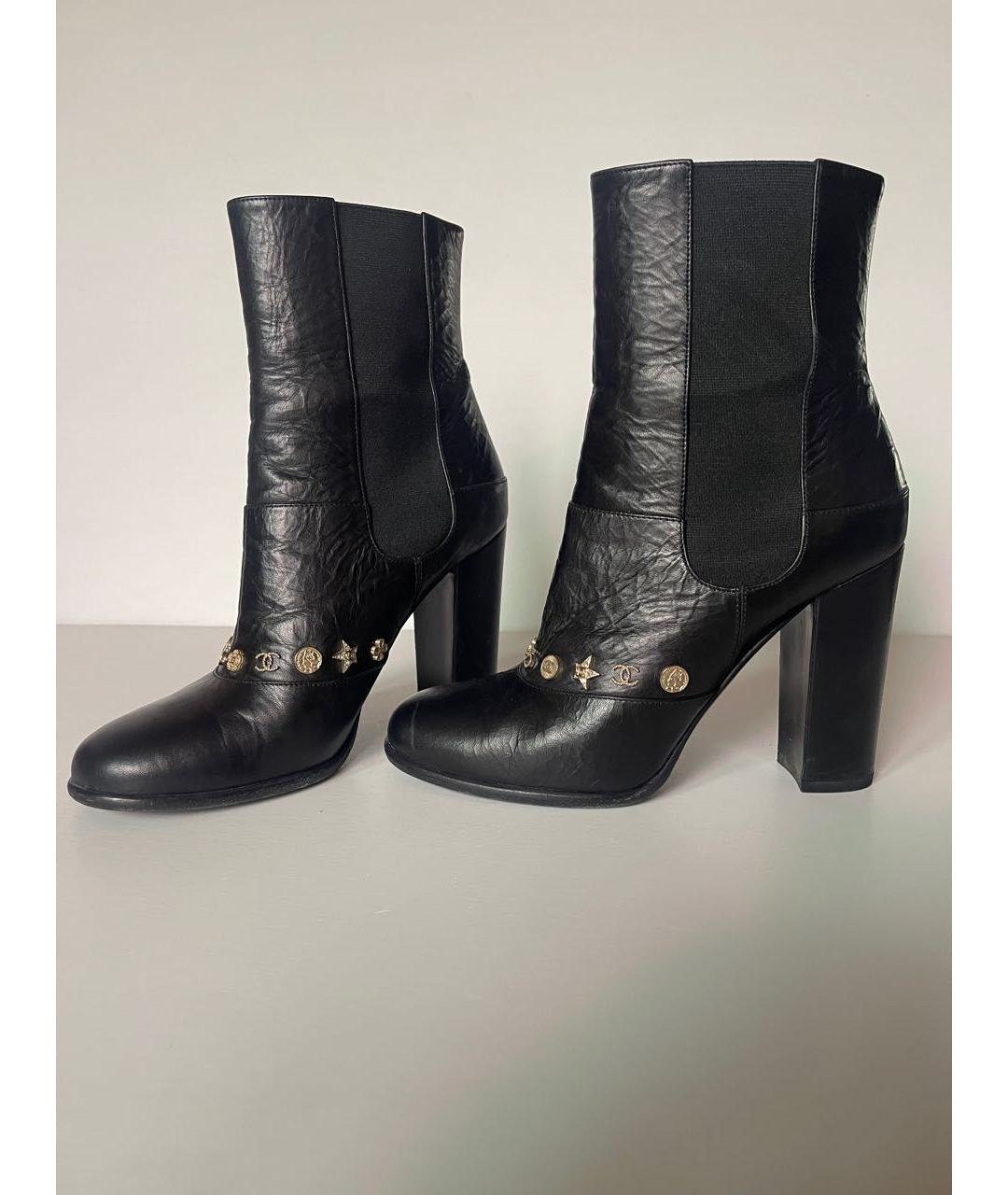 CHANEL Черные кожаные ботильоны, фото 2